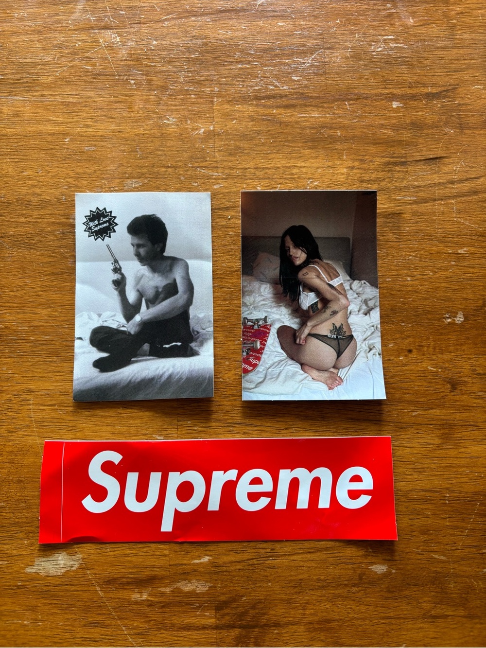 2 larry clark supreme stickers + bogo sticker